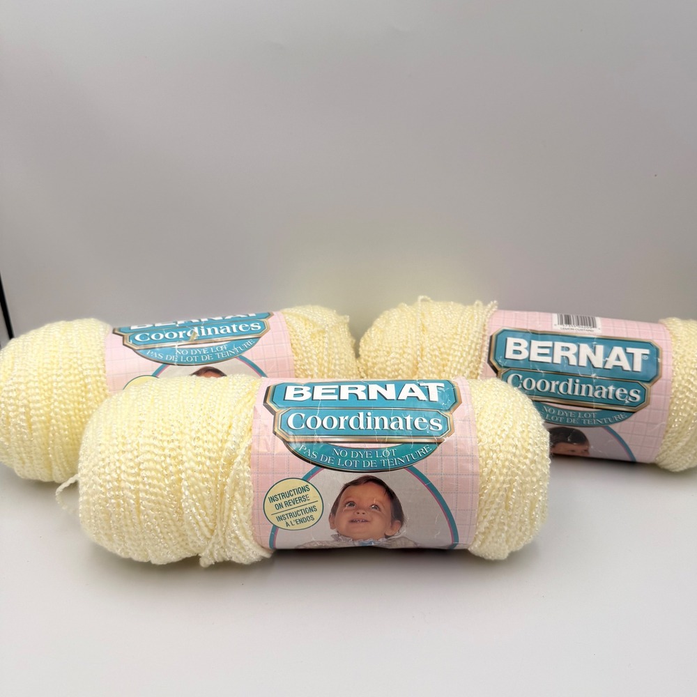Bernat Coordinates Yarn Lemon Custard 6oz Sports Weight Lot of 3 Skeins 1011 615
